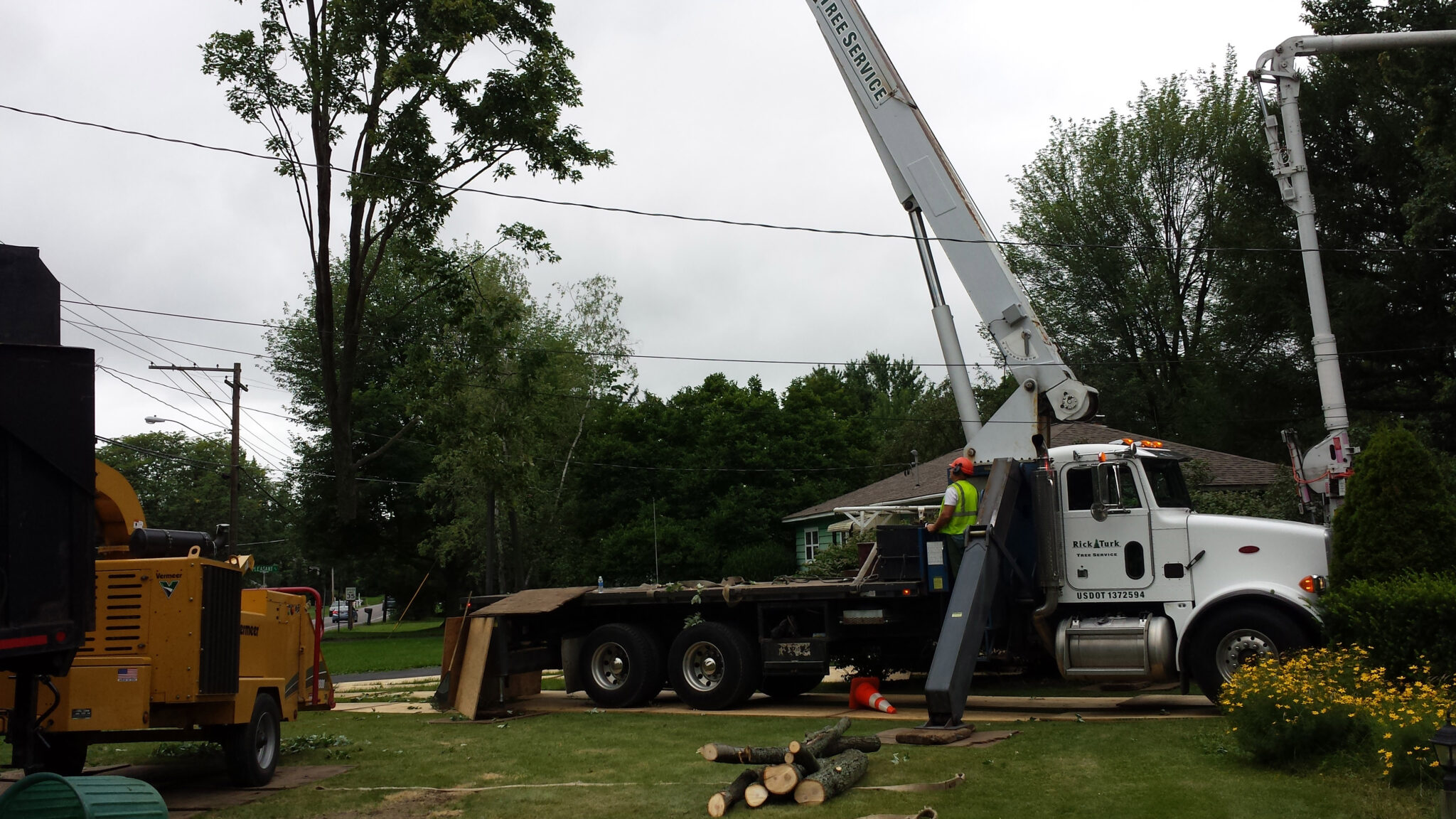 Rick Turk Tree Service equipment on site